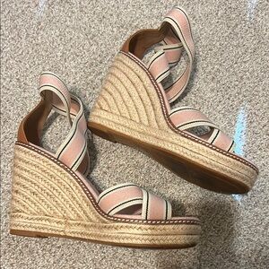 Tory Burch Pink Wedge Sandals